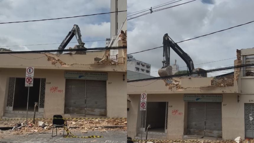 Antigo prédio da Maçonaria começa a ser demolido para expansão da Câmara em Divinópolis