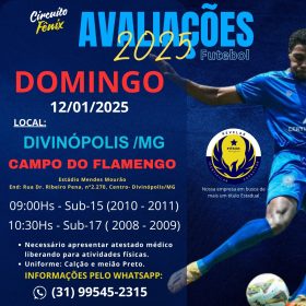 Equipe de BH realiza peneirada gratuita em Divinópolis no próximo domingo (12)
