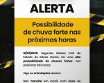 Prefeitura de Divinópolis emite alerta de chuva forte para esta quinta-feira (16)