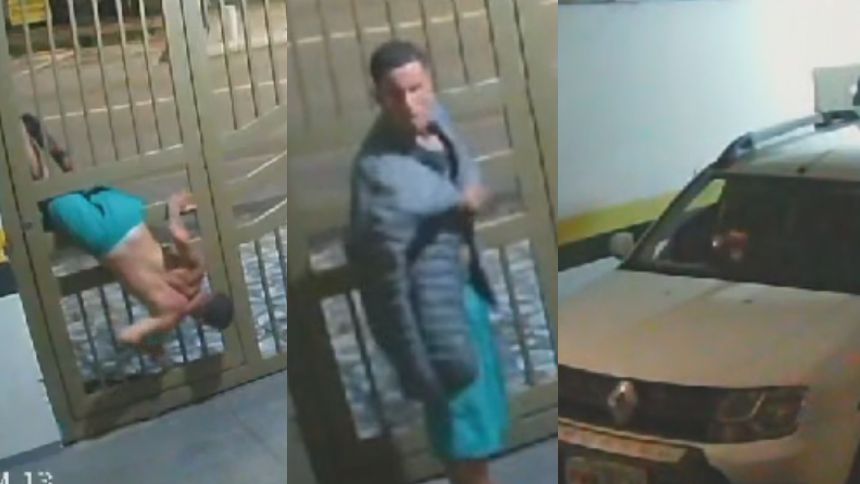 V&iacute;deo: Ladr&atilde;o entra pela grade de port&atilde;o e 'faz a limpa' em garagem no Centro de Divin&oacute;polis