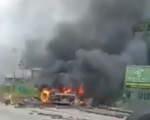 Motorista morre carbonizado após carreta tombar e pegar fogo na BR-381, em Betim