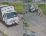 Vídeo: Caminhão perde freio, atinge passarela e deixa dois feridos em BH