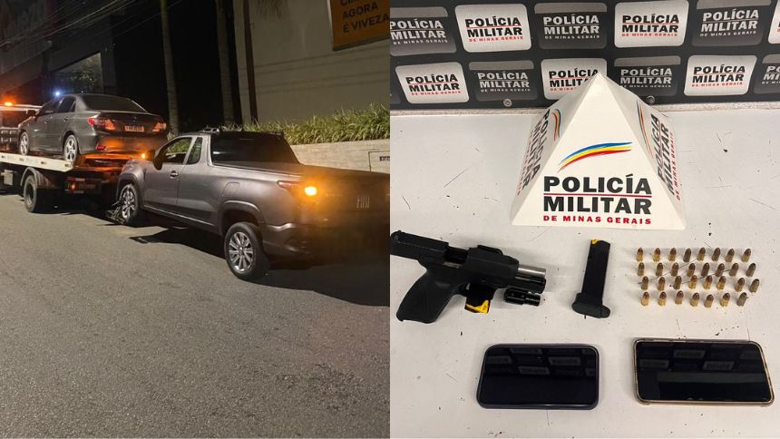Dupla &eacute; presa com Corolla blindado, caminhonete furtada e pistola em Divin&oacute;polis