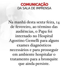 Papa Francisco internado: o que se sabe sobre o estado de saúde?