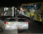 Vídeo: Acidente entre carreta, caminhão e ônibus deixa um morto e 11 feridos na Grande BH