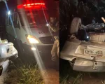 Carro capota na MG-260, em Cláudio