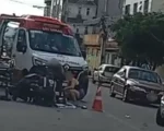 Mulher quebra a perna após acidente entre moto e carro em Divinópolis