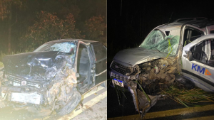 Dobl&ocirc; e Siena ficam destru&iacute;dos ap&oacute;s baterem de frente, na MG-050; condutores e crian&ccedil;a se feriram