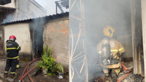 Divin&oacute;polis: bombeiros combatem inc&ecirc;ndio em casa no bairro S&atilde;o Jo&atilde;o de Deus