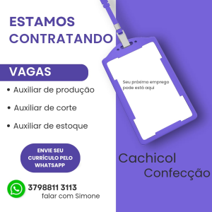 Loja de confec&ccedil;&atilde;o oferece vagas de auxiliar em Divin&oacute;polis