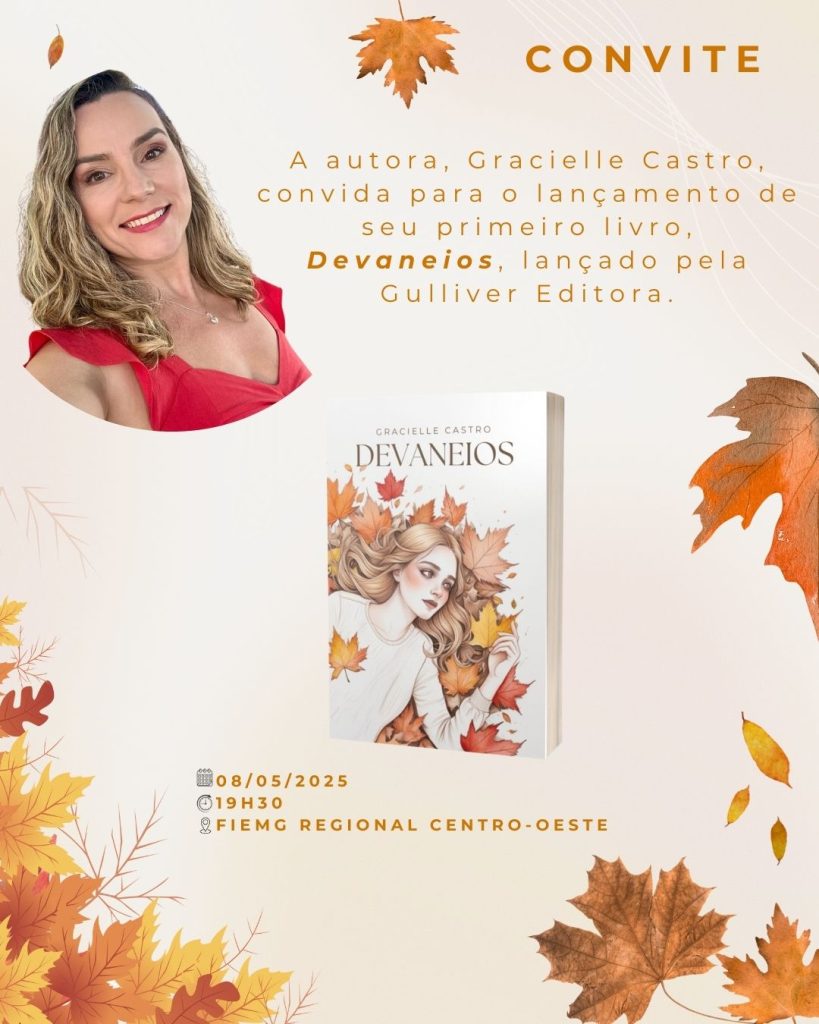 A autora, Gracielle Castro, é jornalista, atua como assessora de comunicação da FIEMG Regional Centro-Oeste há 11 anos e carrega desde a infância o sonho de ser escritora.