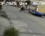Vídeo: Acidente entre moto e ônibus deixa mulher ferida em Divinópolis