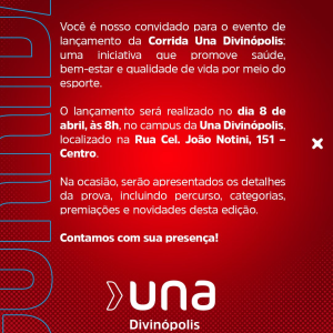 Lançamento da Corrida Una Divinópolis será nesta terça (08); veja como participar