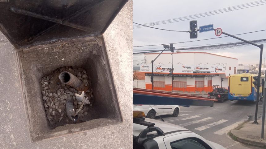 Furto de cabos deixa semáforo inoperante no Centro de Divinópolis