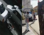 Motociclista é 'fechado' e bate em carro estacionado no Centro de Divinópolis