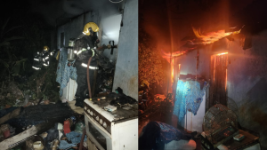 Formiga: Inc&ecirc;ndio de grandes propor&ccedil;&otilde;es destr&oacute;i casa; morador fica ferido