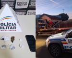 Dores do Indaiá: PM apreende drogas e munições e recupera moto furtada