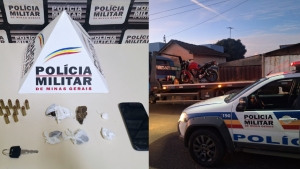 Dores do Indai&aacute;: PM apreende drogas e muni&ccedil;&otilde;es e recupera moto furtada