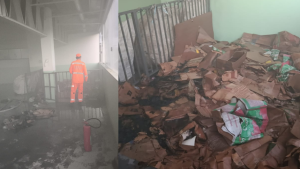 Formiga: Inc&ecirc;ndio em papel&otilde;es mobiliza Bombeiros em estacionamento de Supermercado