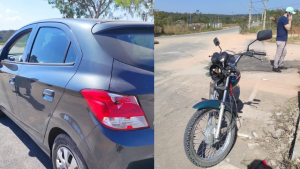 Acidente entre moto e carro deixa motociclista ferido em Divin&oacute;polis