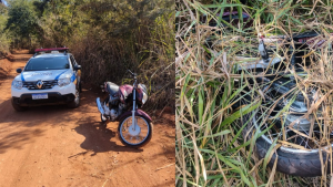 On&ccedil;a de Pitangui: PM recupera moto furtada escondida em &aacute;rea de desmanche