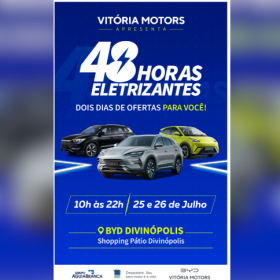 ’48 Horas Eletrizantes’ da BYD chega ao Shopping Pátio Divinópolis com ofertas exclusivas nos dias 25 e 26 de julho