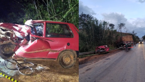 Luz: Colis&atilde;o frontal entre caminh&atilde;o e carro na MG-176 deixa dois mortos