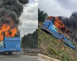 Incêndio em ônibus provoca tumulto entre motoristas e gera filas no Anel Rodoviário de Belo Horizonte