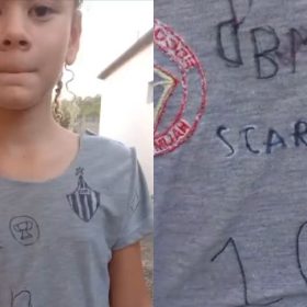Criança de Divinópolis faz camisa improvisada do Atlético e viraliza nas redes sociais