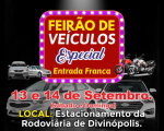Feirão de Veículos de Divinópolis acontece nos dias 13 e 14 de setembro, no estacionamento da rodoviária