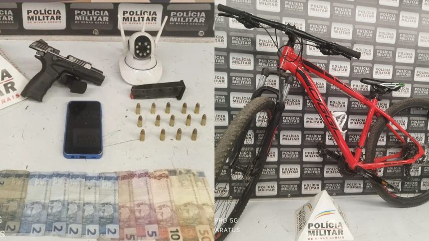 Homem é preso com drogas, arma e bicicleta furtada na 'Lajinha', em Divinópolis