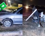 Motorista bate carro em placas e quebra radar na MG-050, em Divinópolis