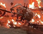 Motorista incendeia motocicleta após colisão em Lagoa da Prata
