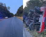 Carreta tomba na MG-164, em Itapecerica e deixa motorista ferido