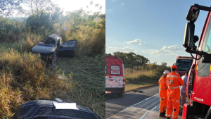 Grave acidente entre carro e carreta deixa mulher ferida na BR-354, em Formiga&ndash;MG