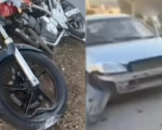 Colisão entre carro e moto deixa feridos no Centro de Oliveira