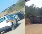 Carro capota em estrada rural de Itaúna