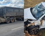 Formiga: Carreta fecha veículo na MG-050 e causa acidente