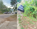 Carro cai em córrego no São Roque e moradores cobram obra de contenção