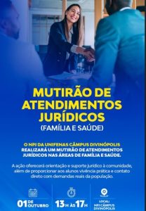 Unifenas Divin&oacute;polis realiza mutir&atilde;o gratuito de atendimento jur&iacute;dico