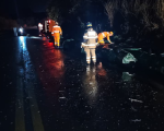 Formiga: Caminhão com carga de óleo tomba na BR-354 durante chuva