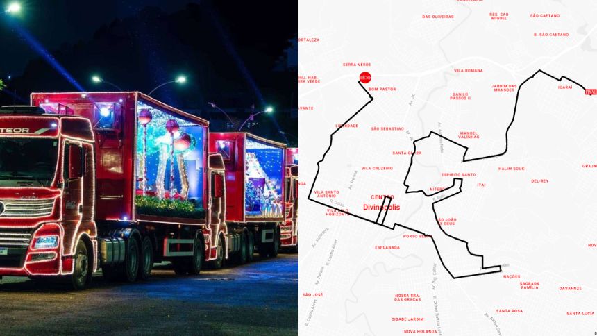 Caravana da Coca-Cola em Divinópolis vai passar por 12 bairros; veja trajeto