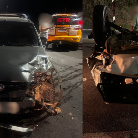 Acidente na MG-050 em São Sebastião do Oeste deixa idosa e criança feridas após capotamento de veículo