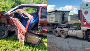 Formiga: Dois ficam feridos em acidente entre carro e carreta