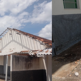 Vendaval arranca cobertura de igreja na comunidade de Papagaios, em Formiga