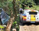 Mulher morre após carro cair em abismo na MG-164, em Itapecerica
