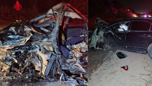 Homem morre e duas pessoas ficam feridas ap&oacute;s batida de frente na MG-431, em Ita&uacute;na