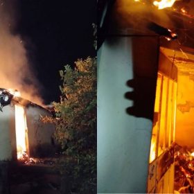 Incêndio destrói casa no Centro de Cláudio