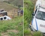 Viatura da PM que faria escolta das provas do Enem bate em carro e capota, em MG