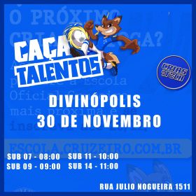 Cruzeiro realiza projeto “Caça Talentos” e escolinha de Divinópolis faz seletivas